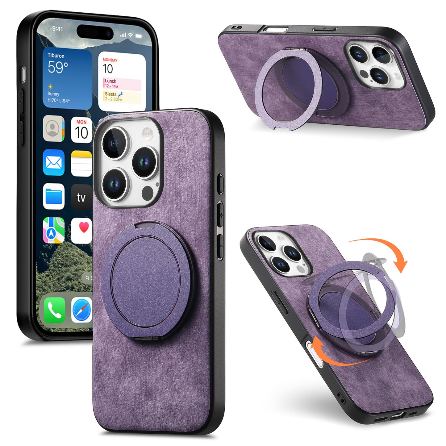 Round rotating magnetic ring iPhone case