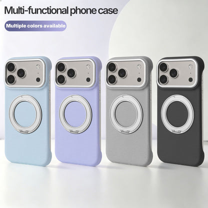 Frameless faux leather rotating stand magnetic Apple phone case