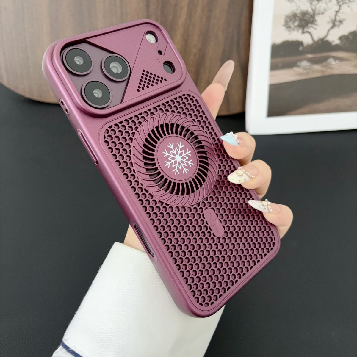 Cyclone cooling and breathable mesh magnetic Apple phone case