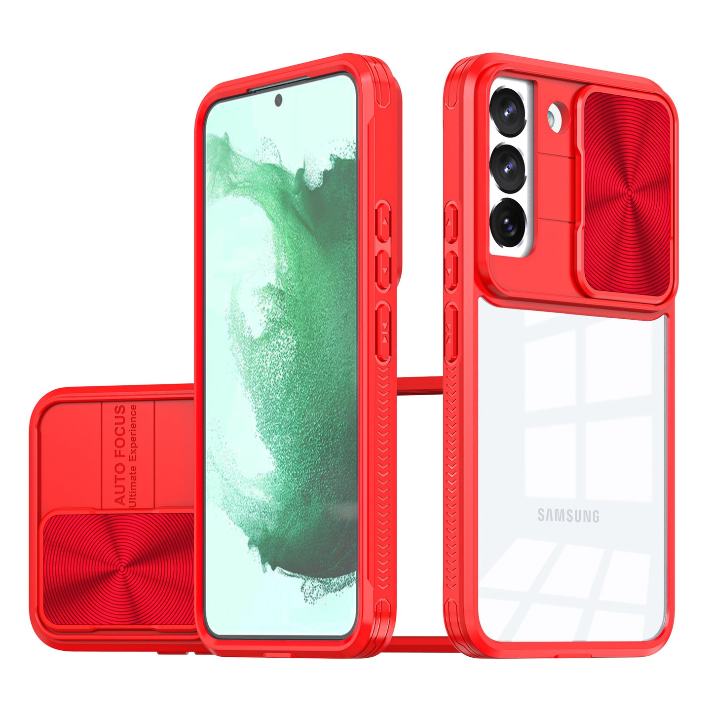 Transparent color-blocked sliding window Samsung phone case