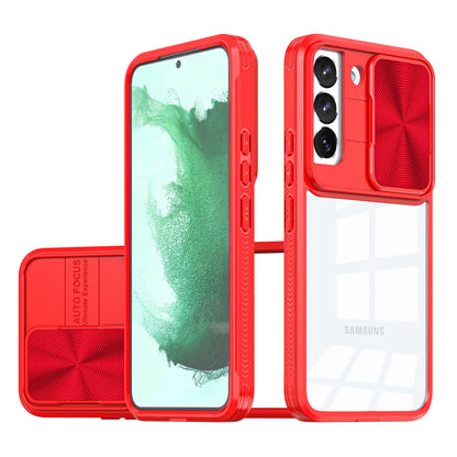Transparent color-blocked sliding window Samsung phone case