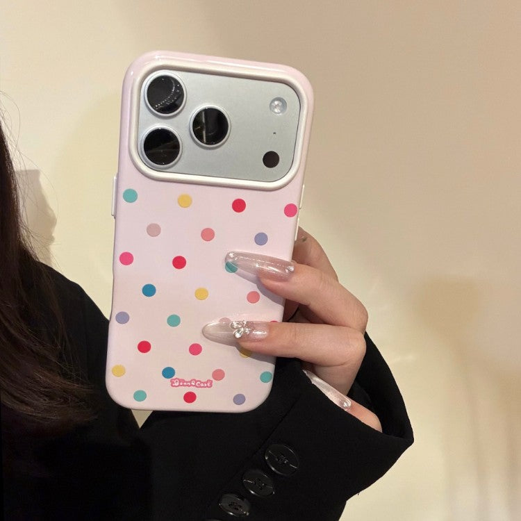 Color-blocked polka dot anti-drop iPhone case