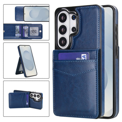 Flip-style solid color SIM card slot leather case for Samsung phones