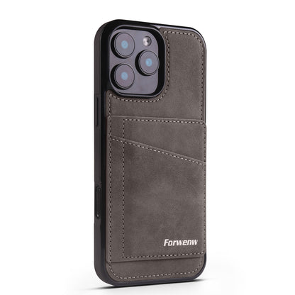 Solid color card holder stand leather Apple phone case