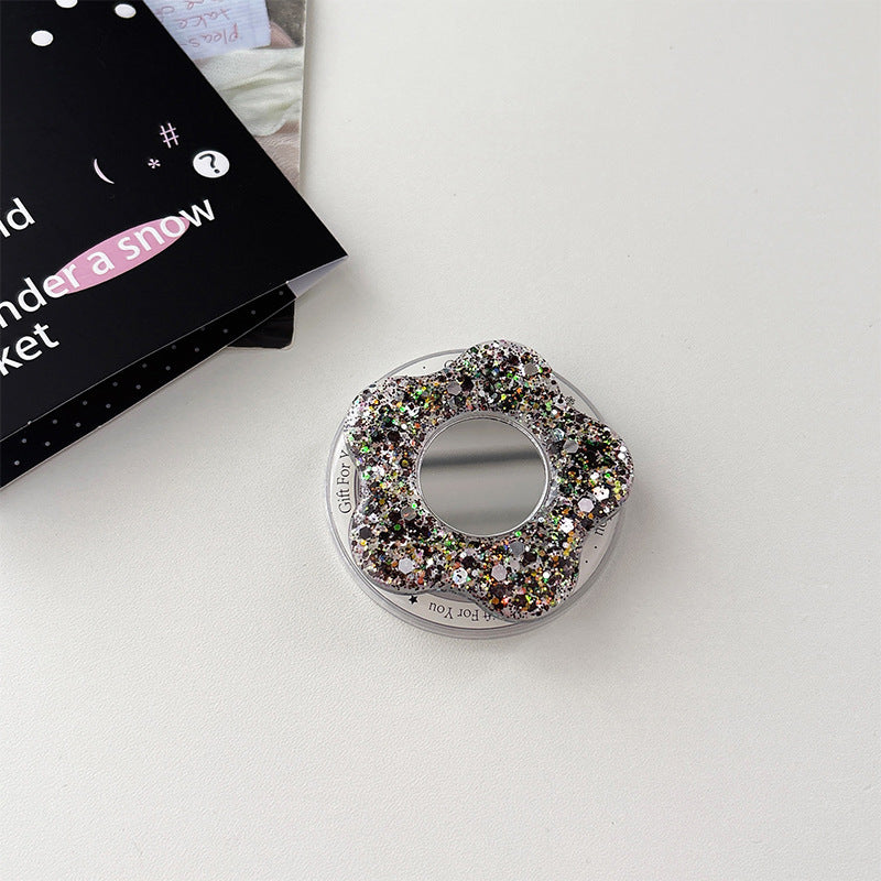 Glittery Creative Flower Mirror Airbag Magnetic Phone Holder