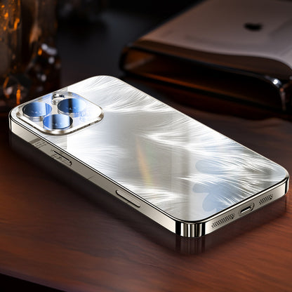Ice crystal feather yarn electroplated glass Apple phone case