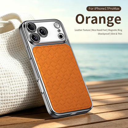 Diamond-patterned vegan leather magnetic Apple phone case