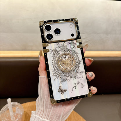 Diamond-encrusted Aurora Butterfly Stand Apple Phone Case