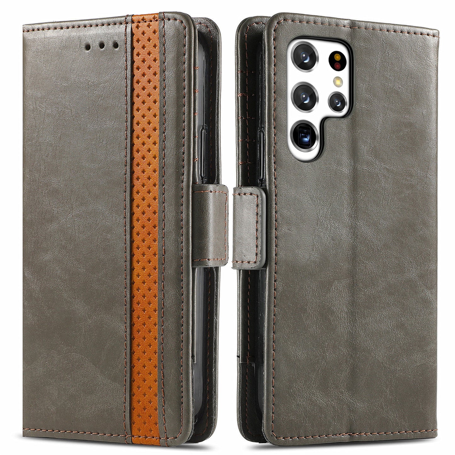 Leather anti-theft brush magnetic flip Samsung protective case