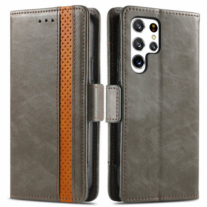 Leather anti-theft brush magnetic flip Samsung protective case