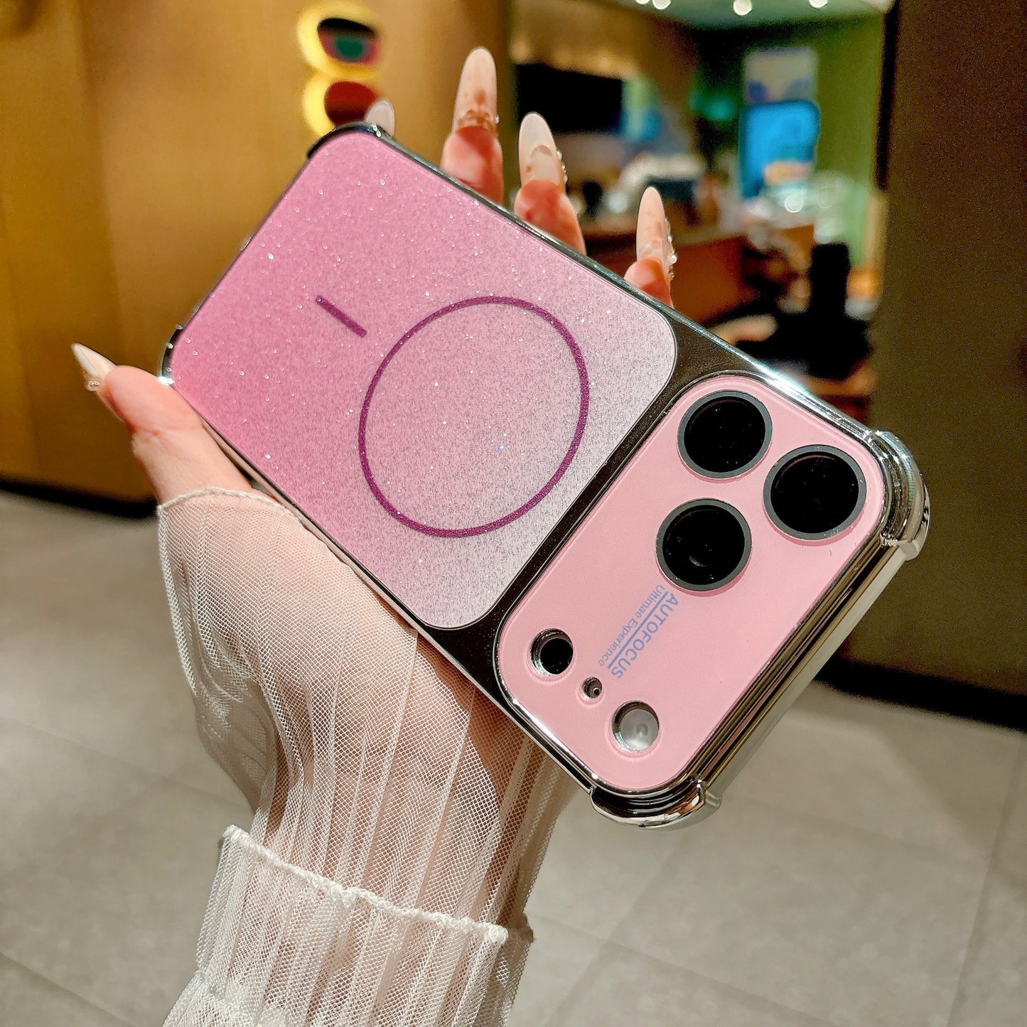 Gradient Galaxy Glitter Magnetic Apple Phone Case