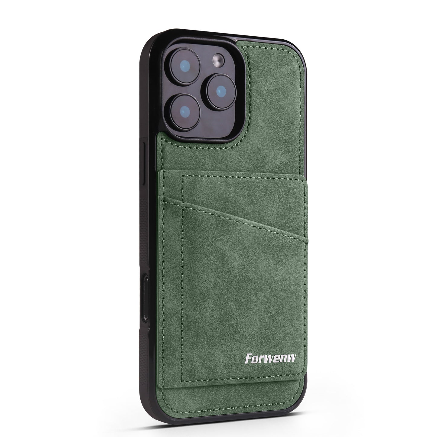 Solid color card holder stand leather Apple phone case