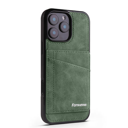 Solid color card holder stand leather Apple phone case