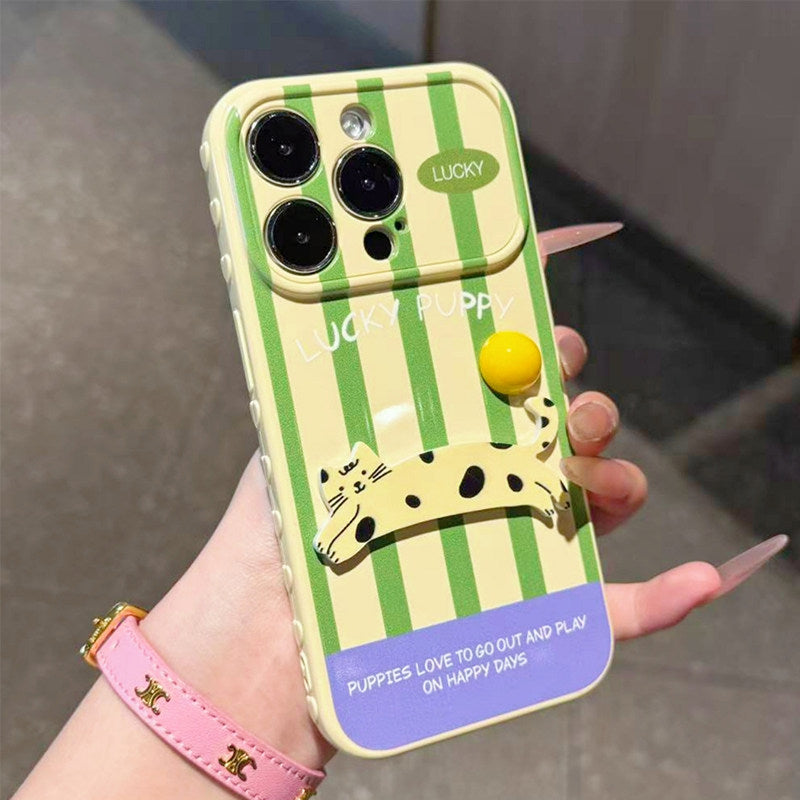 Striped cat-themed anti-drop iPhone case