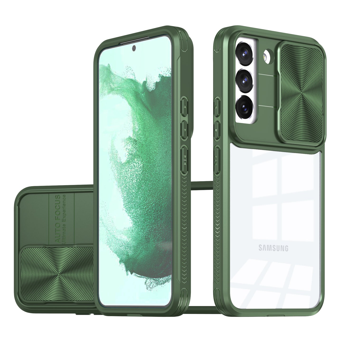 Transparent color-blocked sliding window Samsung phone case