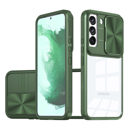 Transparent color-blocked sliding window Samsung phone case