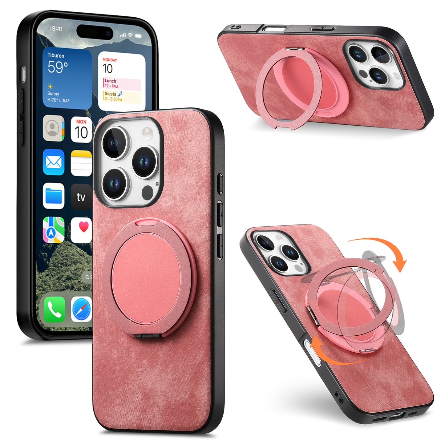 Round rotating magnetic ring iPhone case