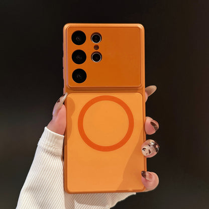 Large-view glass magnetic Samsung phone case