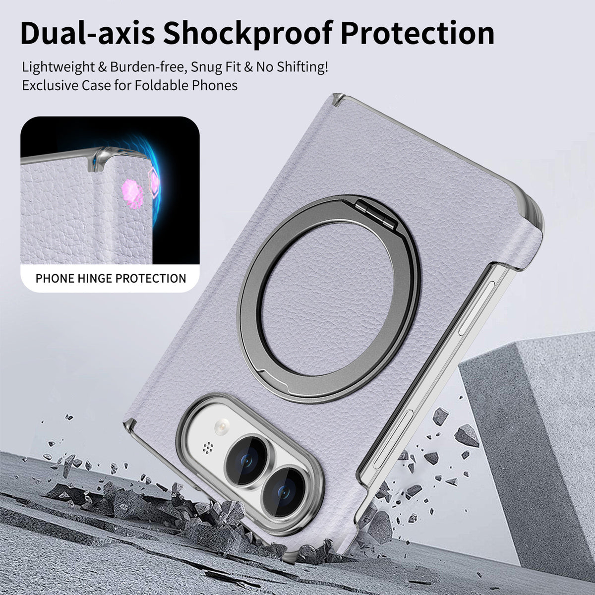 Korean style vegan leather magnetic rotating stand iPhone Duo phone case