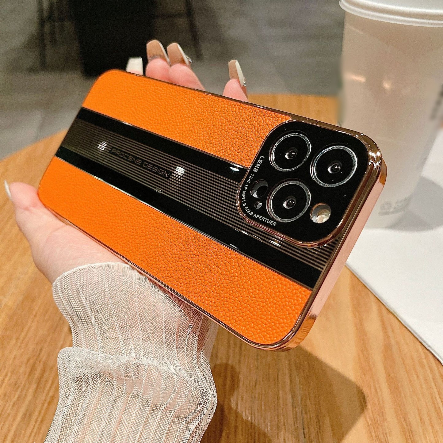 Luxury electroplated leather texture Apple phone case