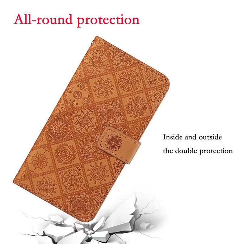 Embossed leather Apple phone case