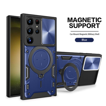Sliding window anti-drop magnetic holder Samsung phone case