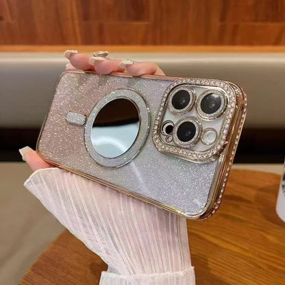 Diamond Magnetic Makeup Mirror Apple Phone Case