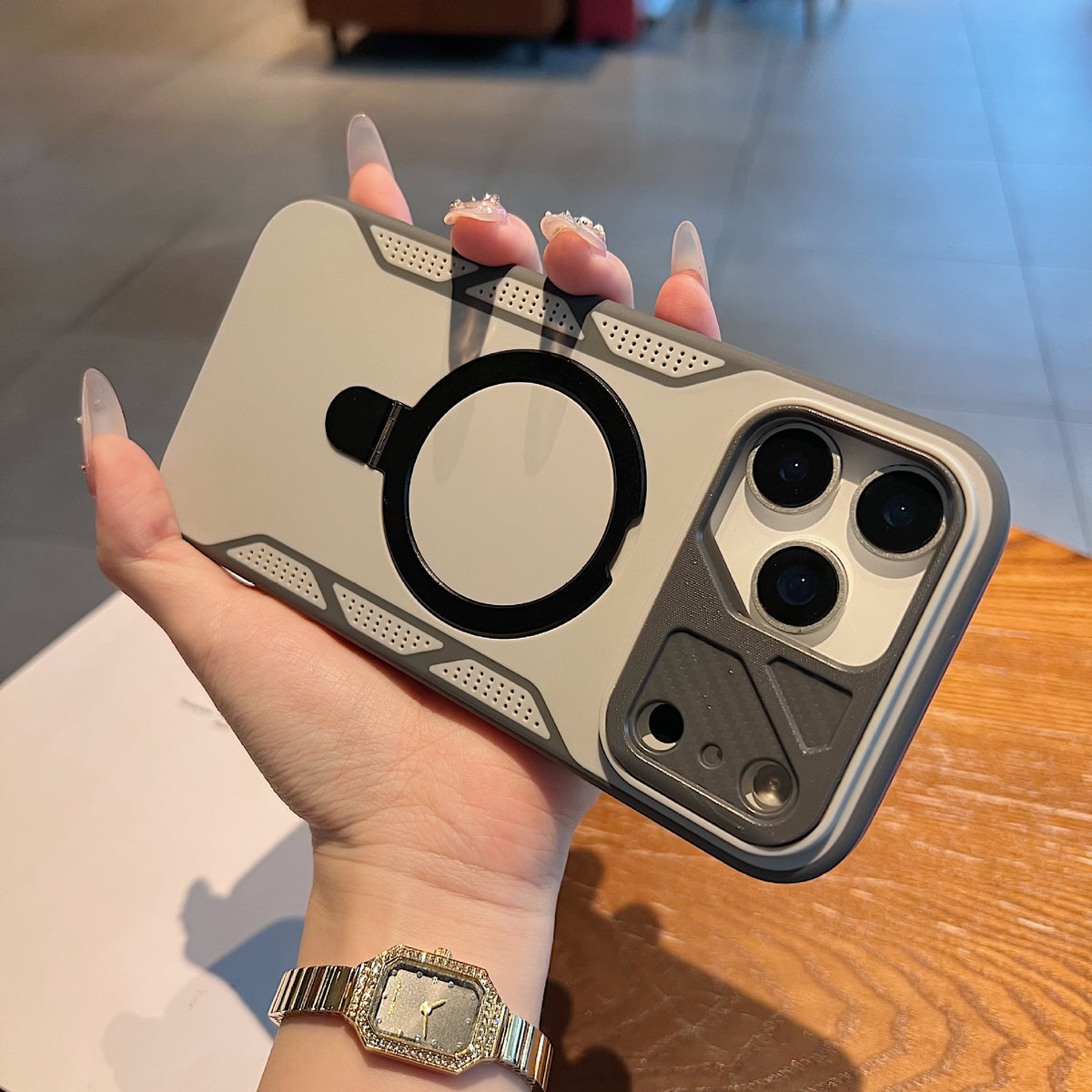 Matte Magnetic Mecha-Style Phone Case for iPhone