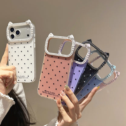 Polka dot cat ear fashion Apple phone case