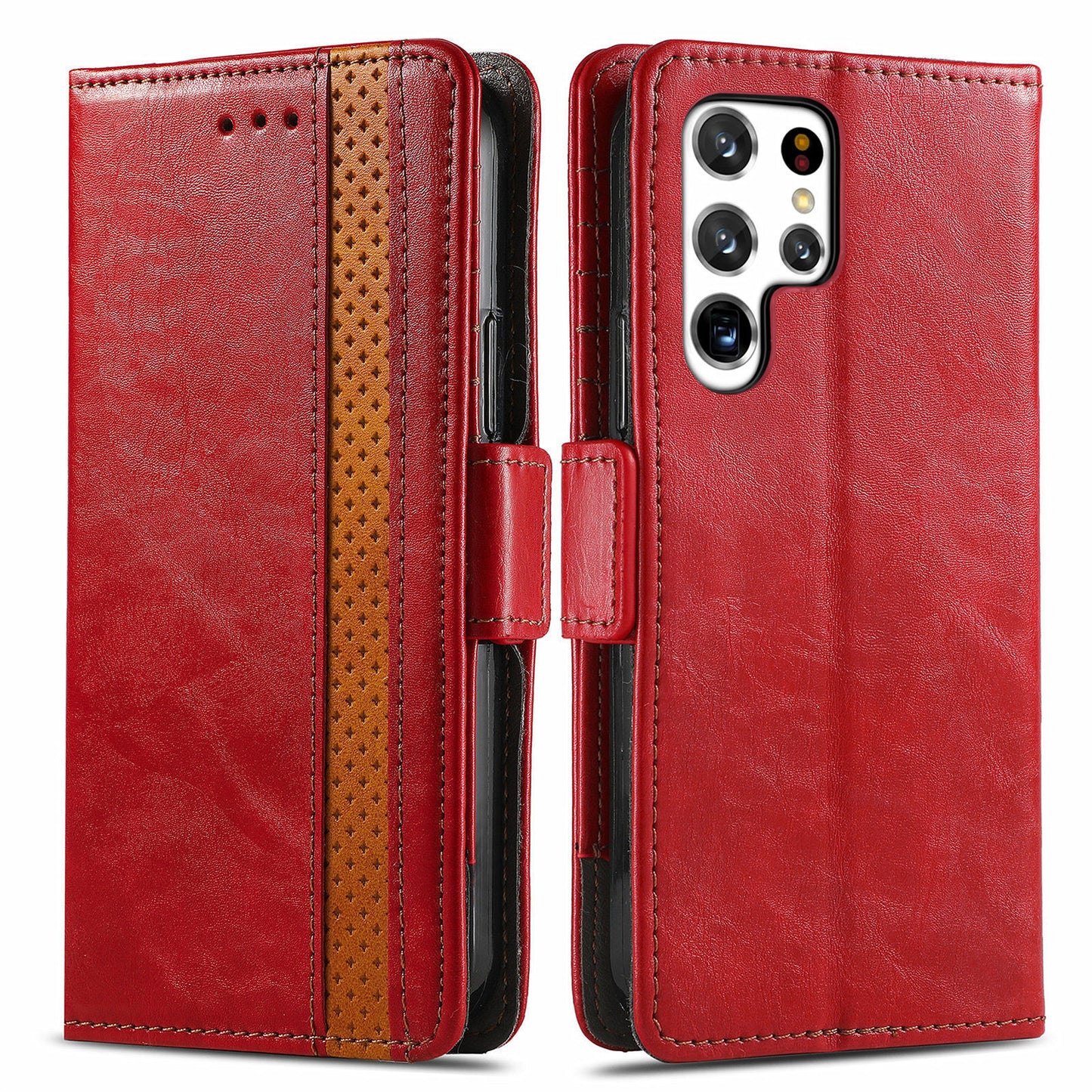 Leather anti-theft brush magnetic flip Samsung protective case