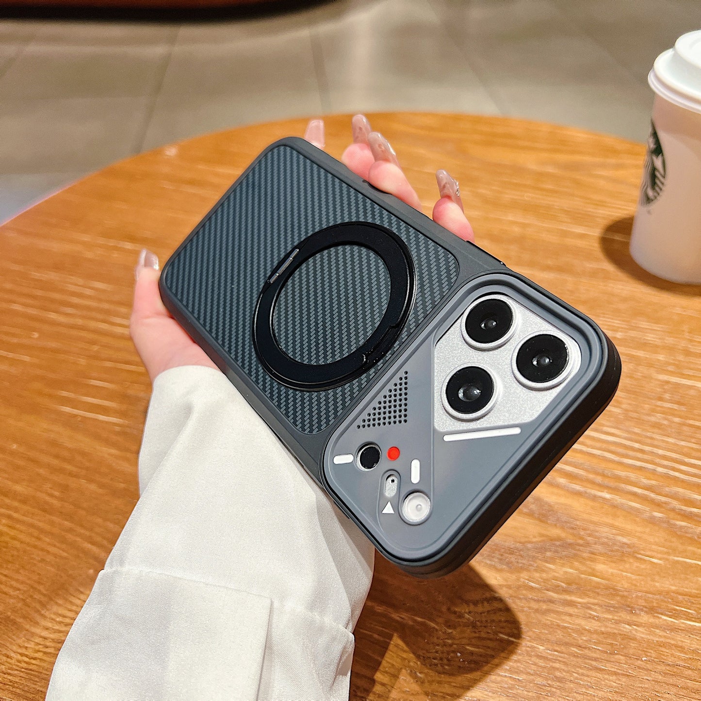 Skin-friendly fiber invisible stand magnetic Apple phone case