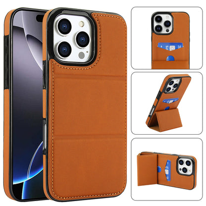 Tri-fold stand with card slot leather Apple phone case