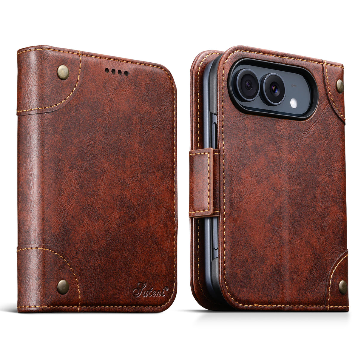 Folio-style card-holder leather case for iPhone Duo