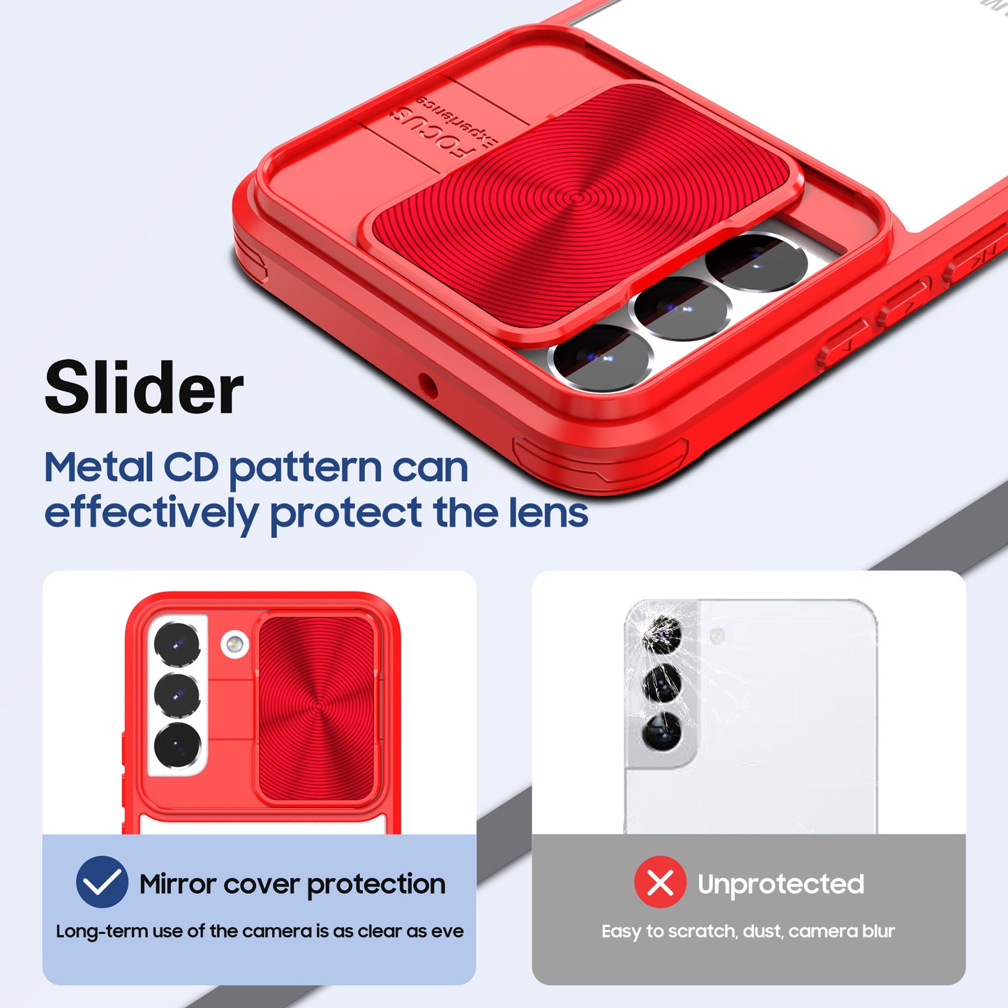 Transparent color-blocked sliding window Samsung phone case
