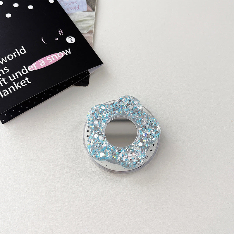 Glittery Creative Flower Mirror Airbag Magnetic Phone Holder