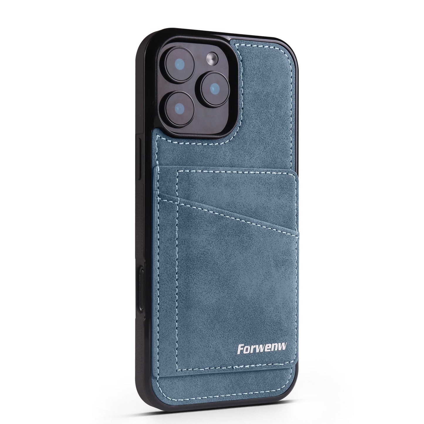 Solid color card holder stand leather Apple phone case