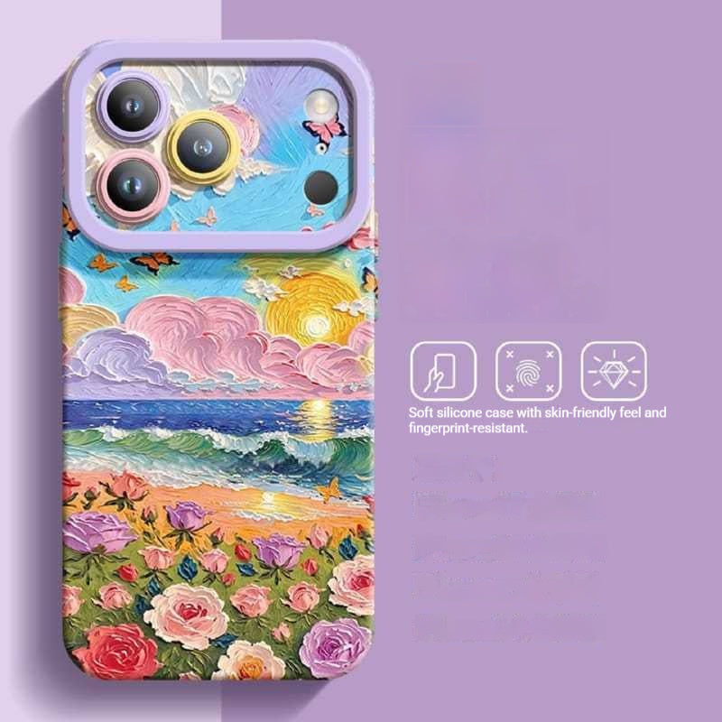 Oil Painting Floral Style Full-Coverage Shockproof iPhone Case