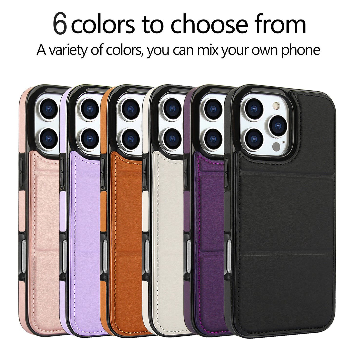 Tri-fold stand with card slot leather Apple phone case