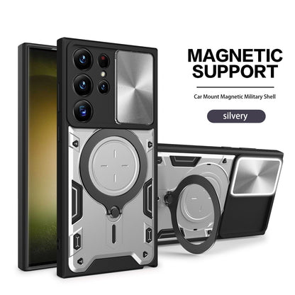 Sliding window anti-drop magnetic holder Samsung phone case