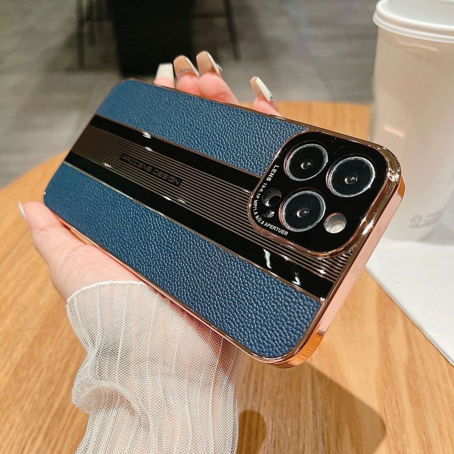 Luxury electroplated leather texture Apple phone case
