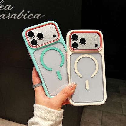 High-transparency magnetic color-blocking 3-in-1 Apple phone case