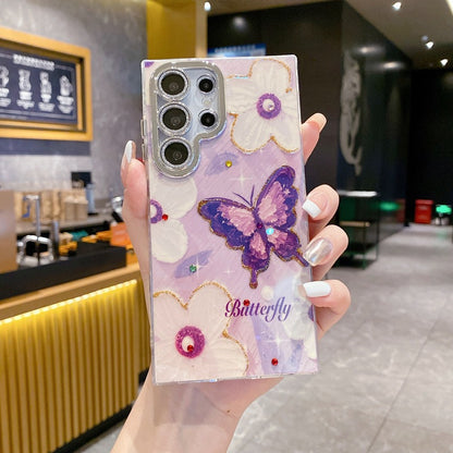 Rhinestone Oil Painting Butterfly Glitter Samsung Phone Case