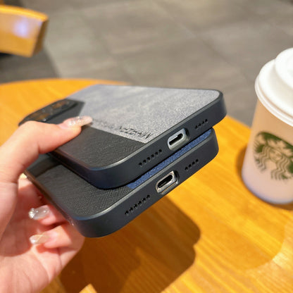 Color-blocked leather Apple phone case