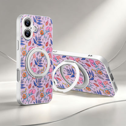 Magnetic Rotating Stand iPhone Case with Floral Print