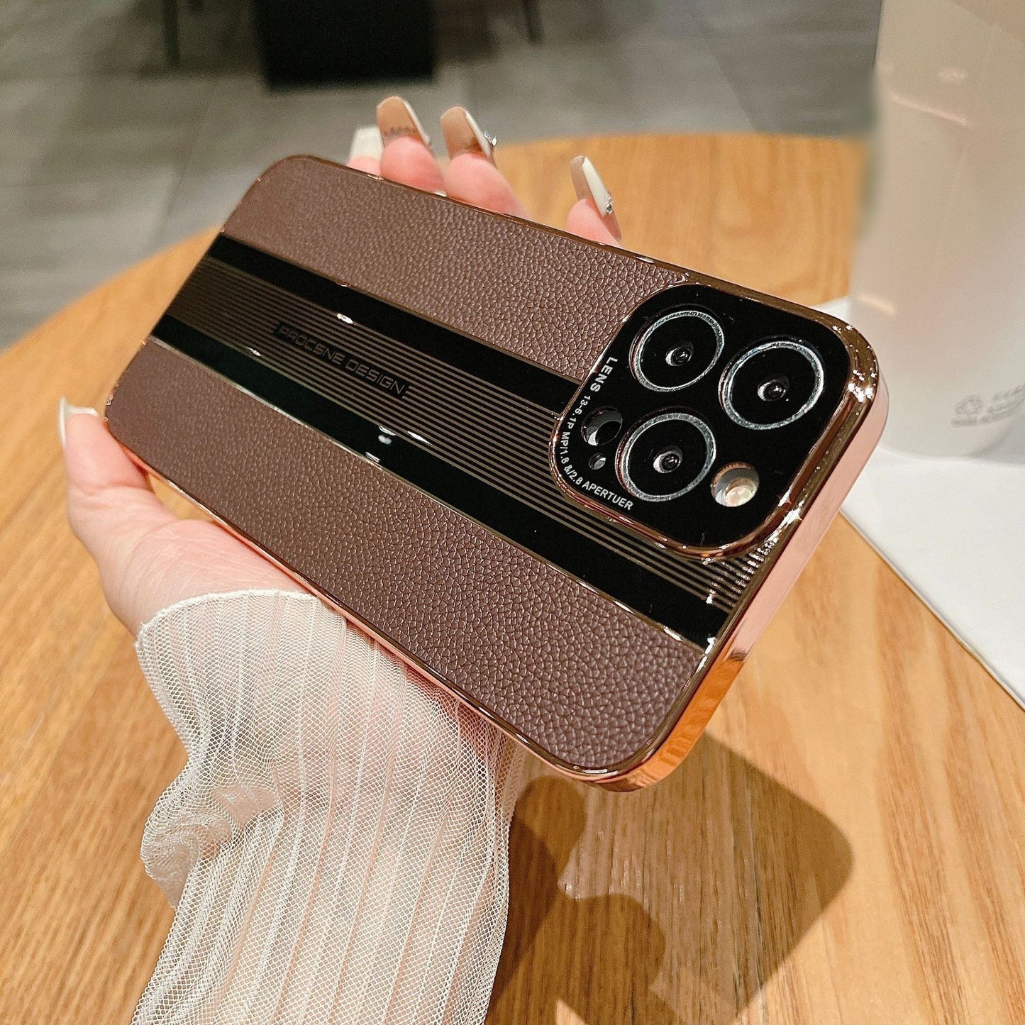 Luxury electroplated leather texture Apple phone case