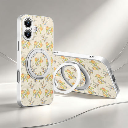 Magnetic Rotating Stand iPhone Case with Floral Print
