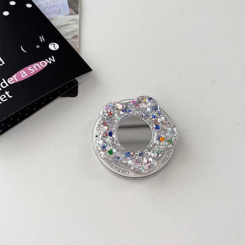 Glittery Creative Flower Mirror Airbag Magnetic Phone Holder