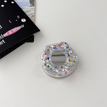 Glittery Creative Flower Mirror Airbag Magnetic Phone Holder