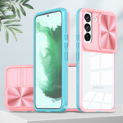 Transparent color-blocked sliding window Samsung phone case