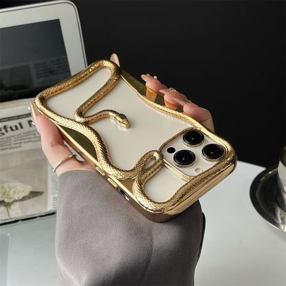 Electroplating three-dimensional matte hollow snake Apple phone case
